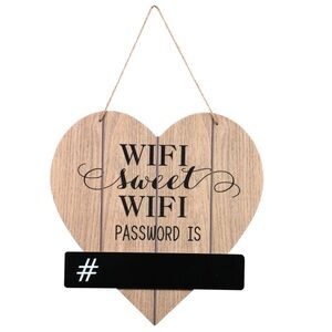 Net WIFI Sweet WiFi Password Heart Tan Brown & Black Shaped Wall Sign